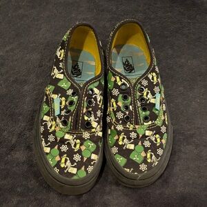 Vans Kids Black Canvas Sneakers with Green & Yellow Print SIMPSONS SIZE 13